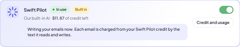 The Swift Pilot row while it writes your emails